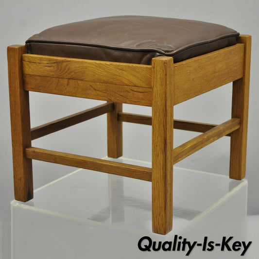 Lifetime Furniture 403 Mission Oak Arts&Crafts Leather Ottoman Stool Footstool B