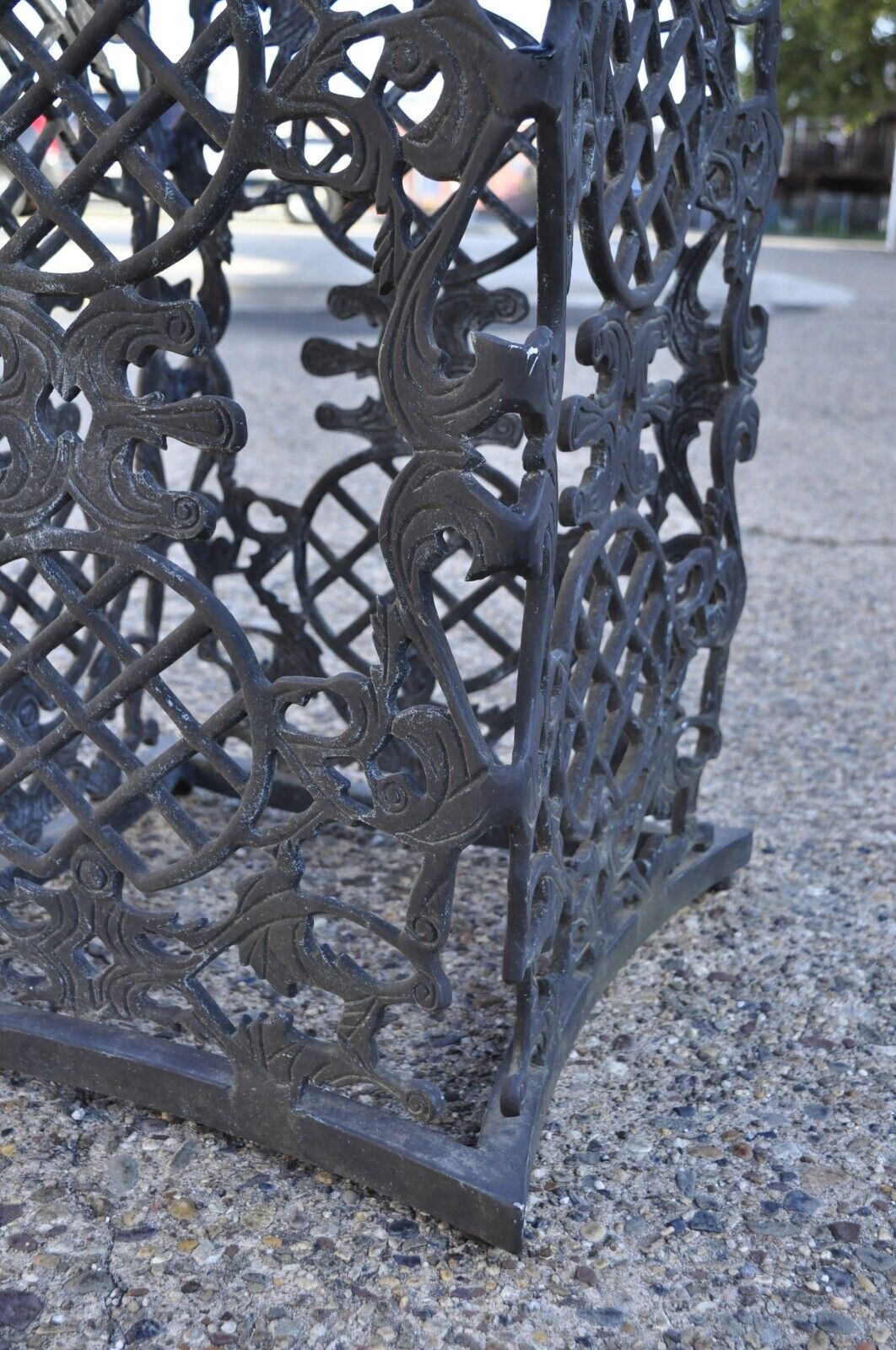 Ornate Cast Aluminum Mediterranean Style Black Pedestal Dining Table Base