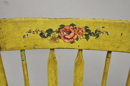 Frederick Loeser & Co Yellow American Primitive Hitchcock Painted Side Chair (A)