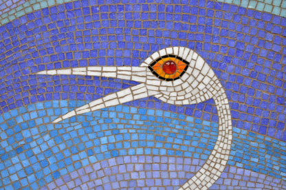 1960 Mosaic Tile Blue Orange Phoenix Bird Large Wall Art by Wilcke Smith