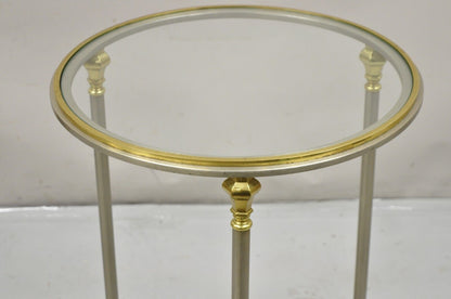 Vintage Ethan Allen Italian Regency Jansen Style Steel & Brass Round Side Table