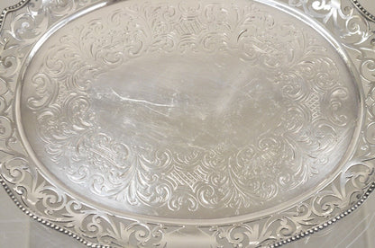 Antique Victorian Silver Plated Reticulated Scroll Gallery Small Oval Tray