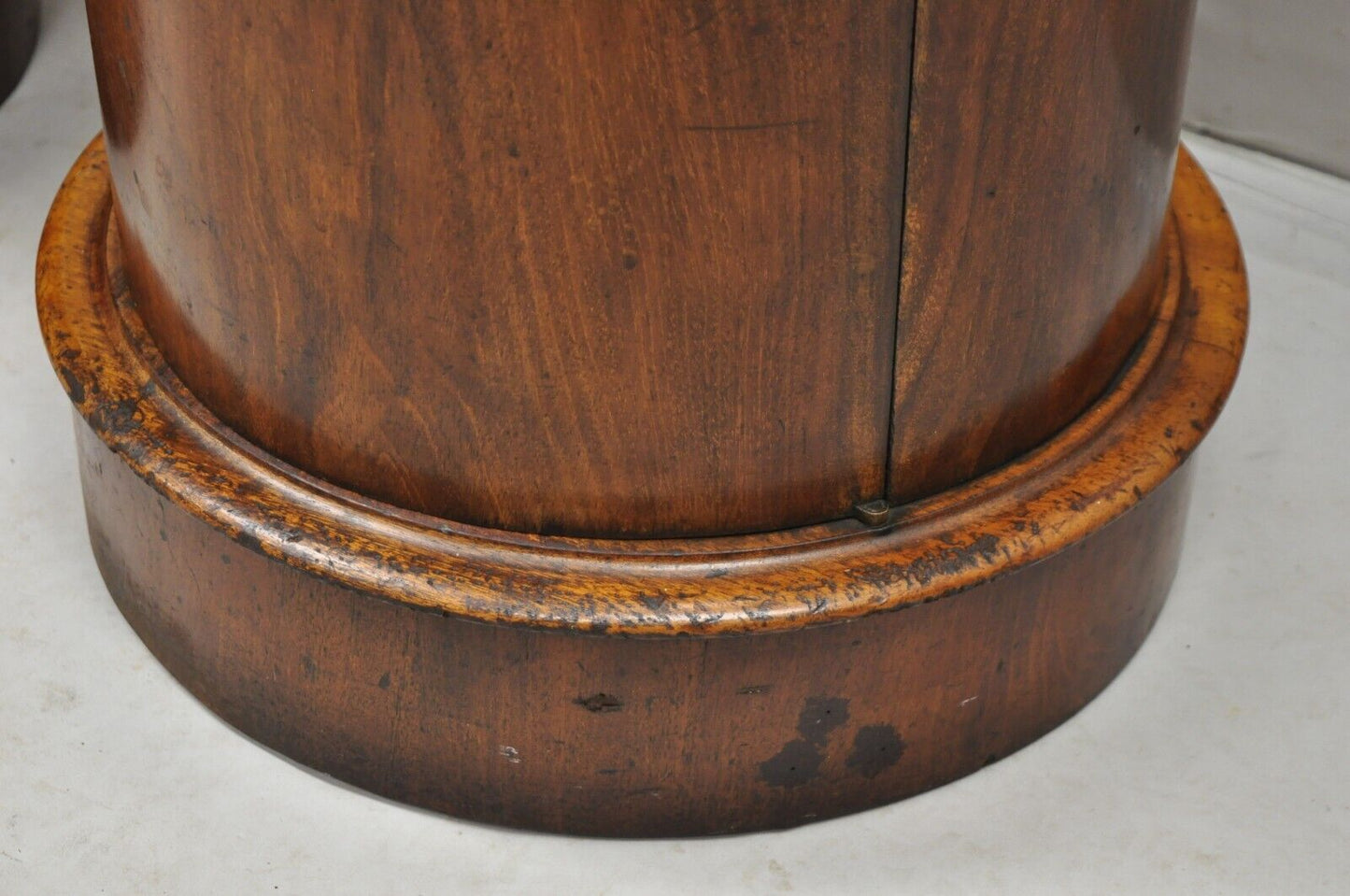 19th C Biedermeier Mahogany Marble Top One Door Side Table Cabinet - a Pair