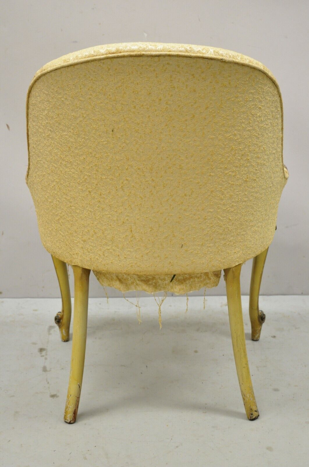 Antique French Louis XV Style Upholstered Cream Painted Vanity Side Accent Chair