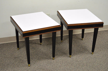 Pair of Vintage Mid Century Modern Rectangular Walnut & Laminate End Side Tables