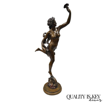 Life Size French Art Nouveau Style Bronze Female Nude Nymph Statue, Cibardie