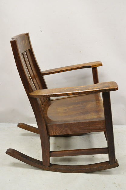 Antique Mission Oak Arts & Crafts Stickley Style Rocker Rocking Chair