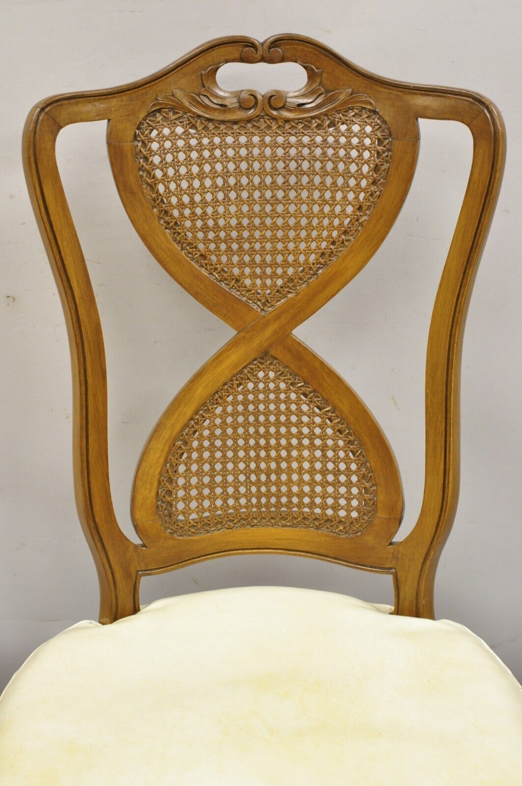 French Provincial Hollywood Regency Cane Back Pretzel Twist Dining Chair - Set 8