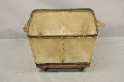 Vintage Industrial Canvas Rolling Storage Laundry Bin by Steel on Wheels