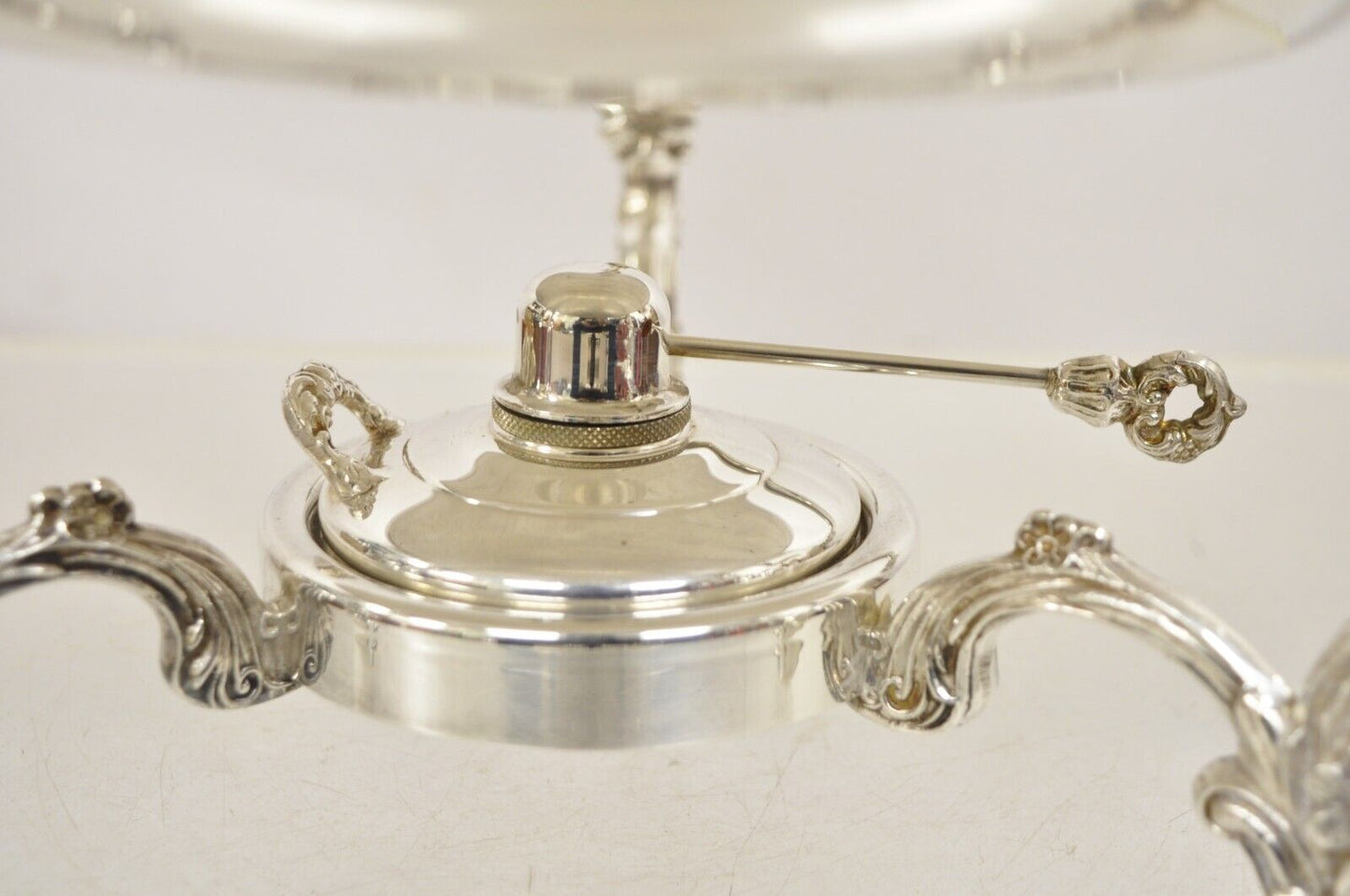 Vintage Victorian Style Ornate Silver Plated Chafing Dish Food Warmer w/ Burner