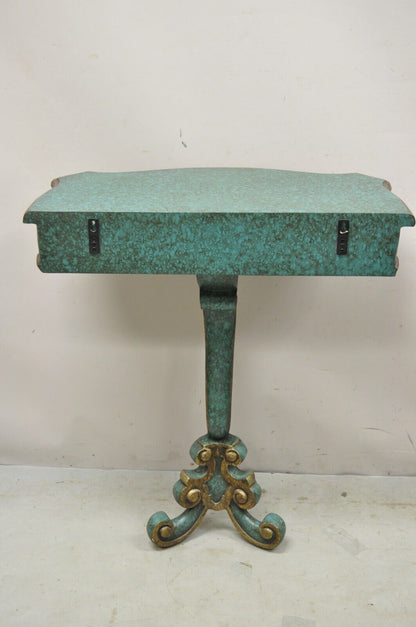 Rococo Baroque Style Green Blue Gold Small Pedestal Base Console Side Table