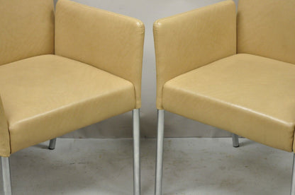 Coalesce Steelcase Beige Leather Model 1510 Switch Guest Arm Chair (A) - a Pair