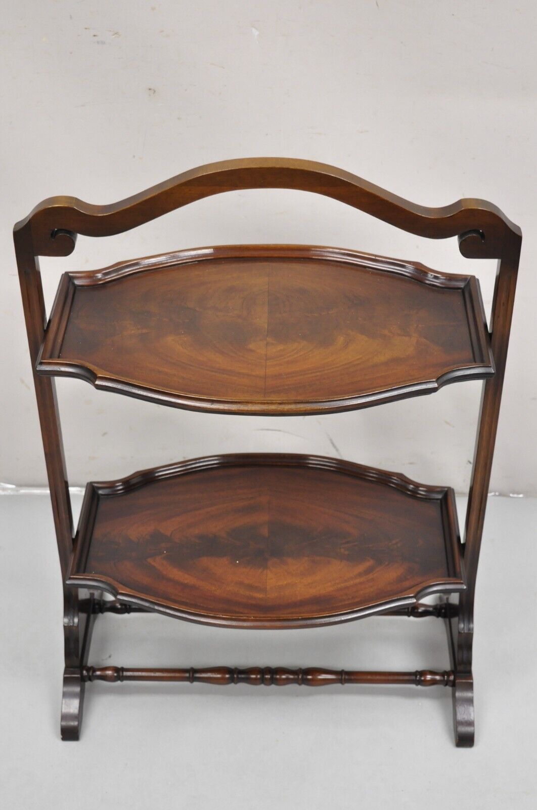 Vintage Regency Style Mahogany 2 Tier Folding Muffin Cake Stand Side Table