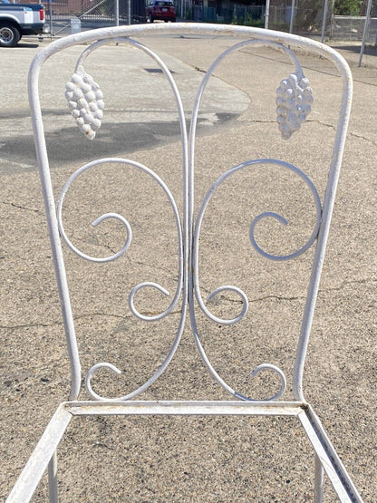 Vintage John Salterini Grape Cluster Wrought Iron Patio Garden Dining Set - 7 Pc