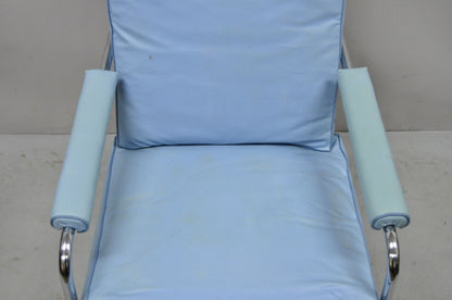 1934 Gilbert Rohde for Troy Sunshade Art Deco Easy Chair Blue Lounge Chair