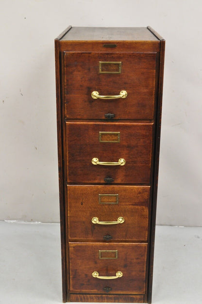 Antique Shaw Walker Quarter Sawn Oak 4 Drawer Arts & Crafts Office File Cabinet