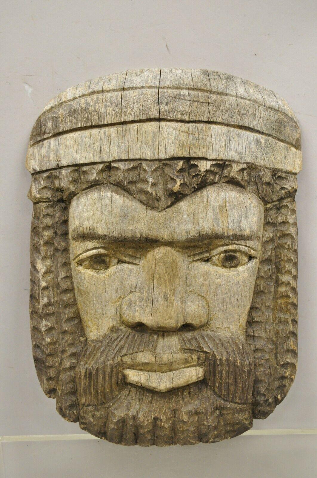 Vintage 17” Carved Wood Jamaican Bearded Man Rasta Figure Sculpture