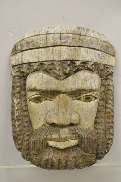 Vintage 17” Carved Wood Jamaican Bearded Man Rasta Figure Sculpture