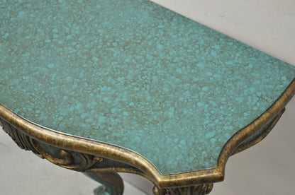 Rococo Baroque Style Green Blue Gold Small Pedestal Base Console Side Table