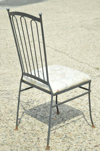Vintage Mid Century Italian Modern Wrought Iron Patio Dining Chairs - Set of 4