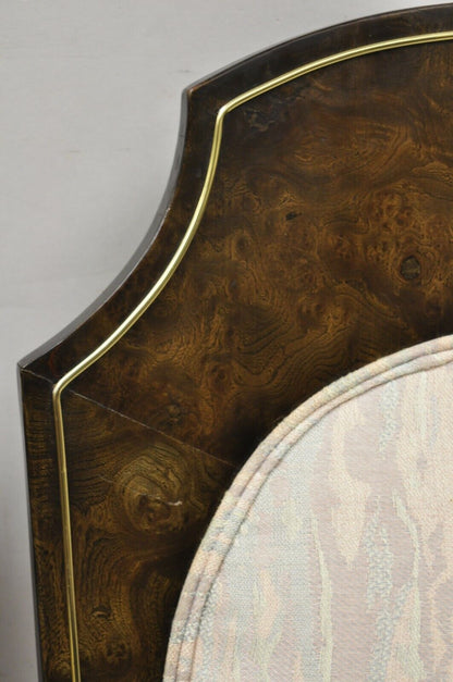 Mastercraft Amboyna Wood Brass Trim Oval Back Dining Chairs - Set of 4