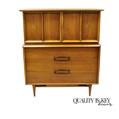 Kent Coffey Eloquence Mid Century Modern Walnut Tall Chest Highboy Dresser