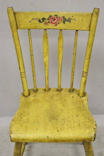 Frederick Loeser & Co Yellow American Primitive Hitchcock Painted Side Chair (A)