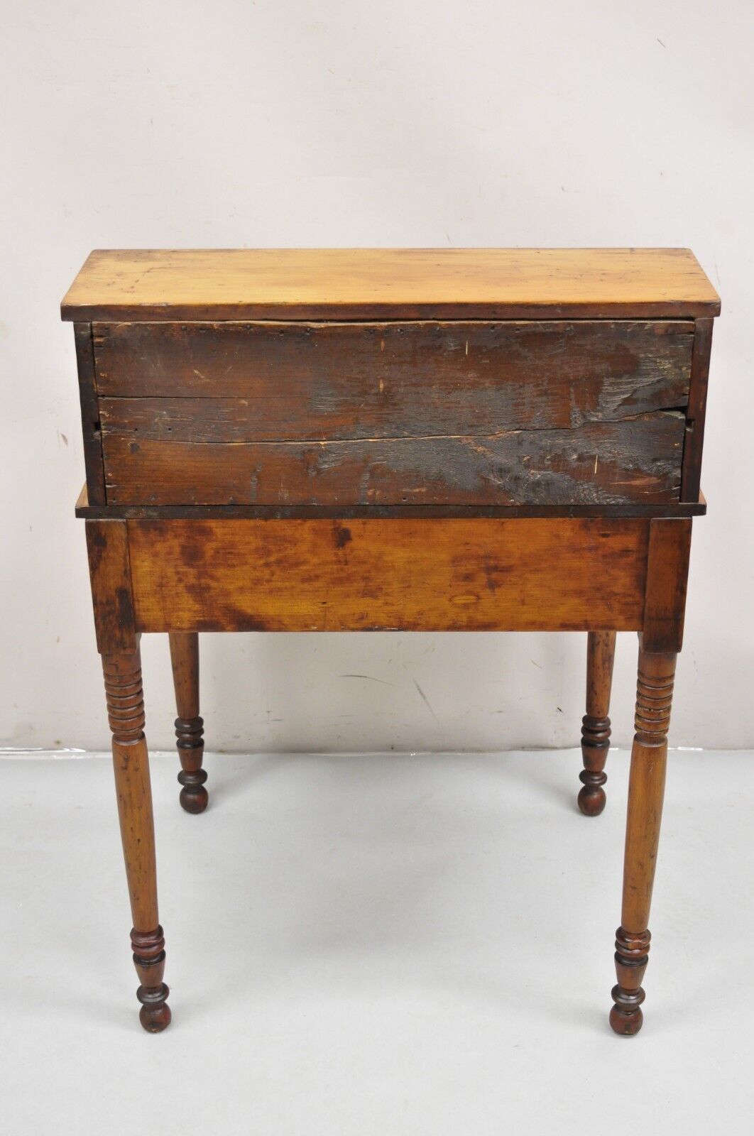 Antique Mahogany American Empire Colonial Small Secretary Writing Desk Table