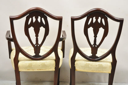 Vtg Mahogany Shield Back Hepplewhite Style Duncan Phyfe Dining Chairs Set of 10