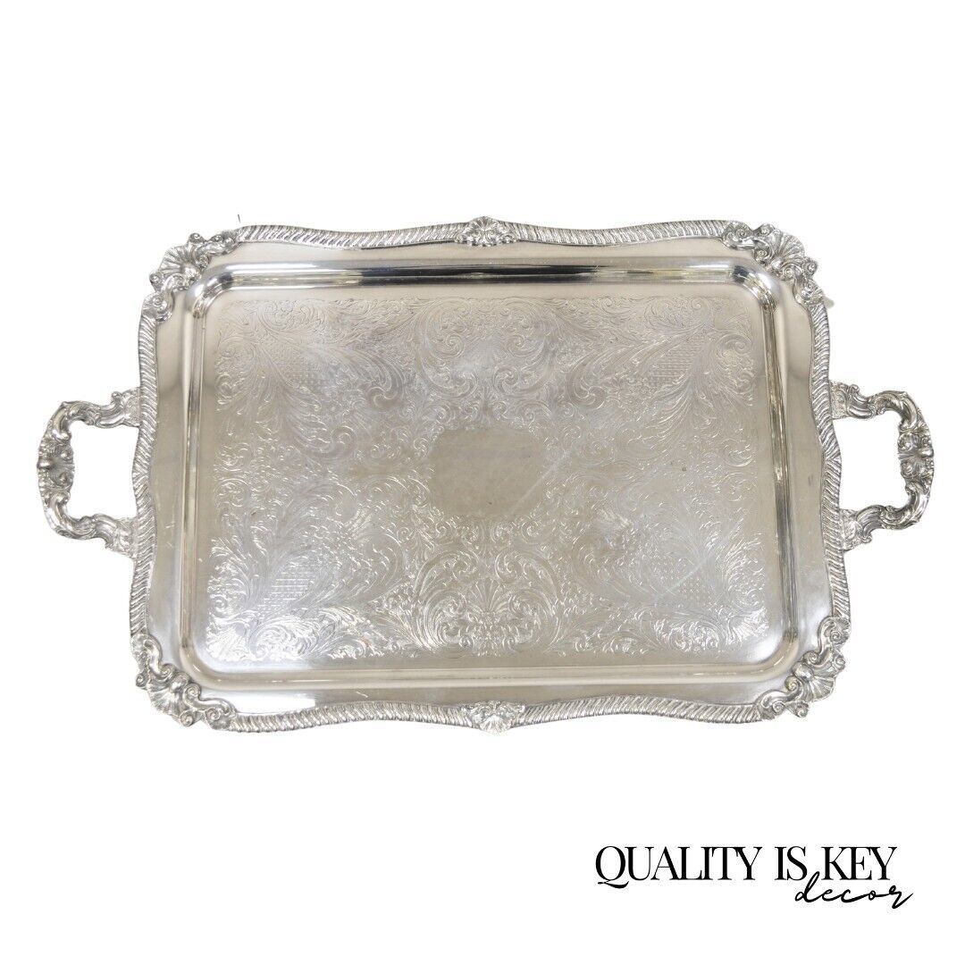 Sheridan Large Ornate Silver Plated English Victorian Style Serving Platter Tray