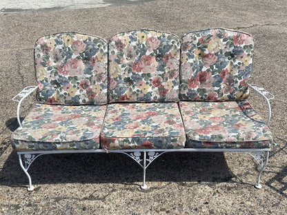 Vintage Meadowcraft Dogwood Wrought Iron Garden Patio Set Sofa Chairs - 3 Pc Set