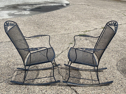 Vintage Wrought Iron Victorian Style Garden Patio Rocker Rocking Chairs - a Pair