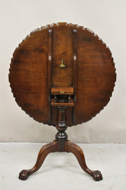 Antique Georgian Chippendale Pie Crust Mahogany Ball and Claw Tilt Top Table