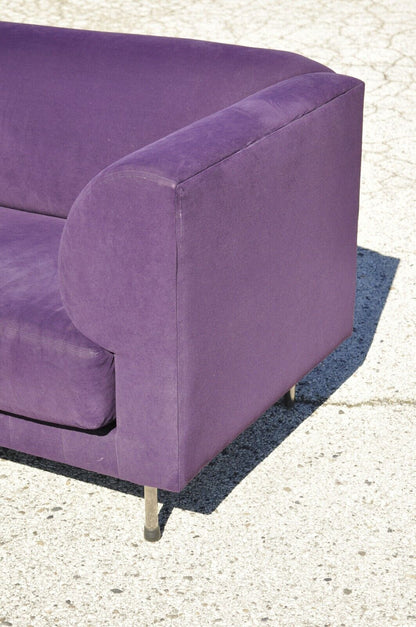 Larry Laslo for Directional Purple Modern Italian Bauhaus Style Chrome Leg Sofa