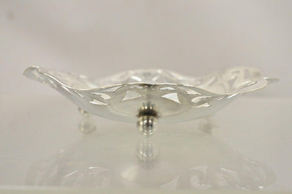 Vintage Victorian Scalloped Pierced Gallery Silver Plated Candy Trinket Dish