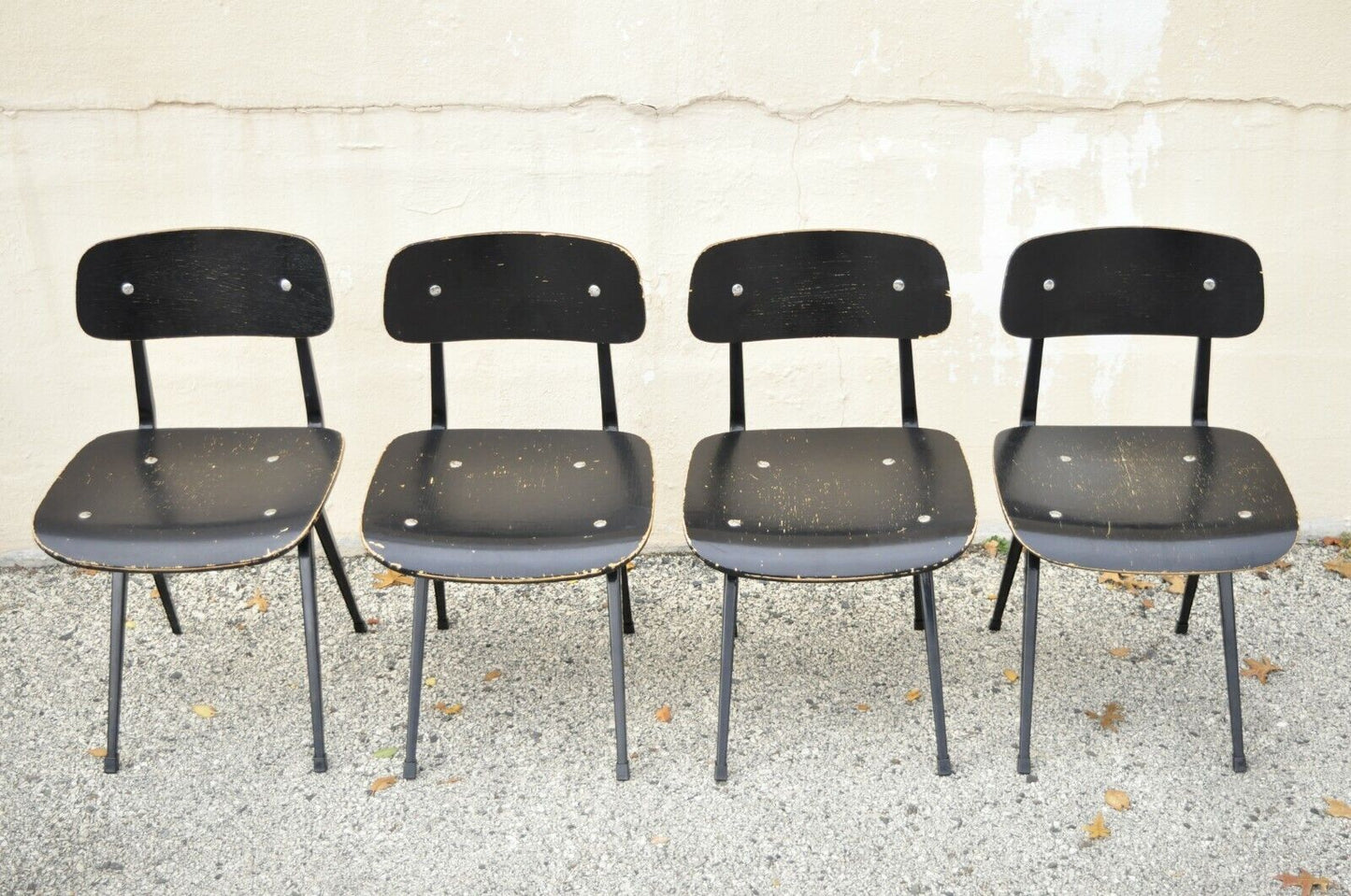 Industry West Madewell Industrial School Side Chair Black Metal Frame - Set of 4