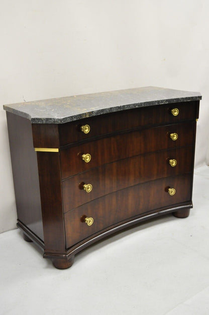 Henredon Empire Neoclassical Marble Top Mahogany 4 Drawer Dresser Chest Commode