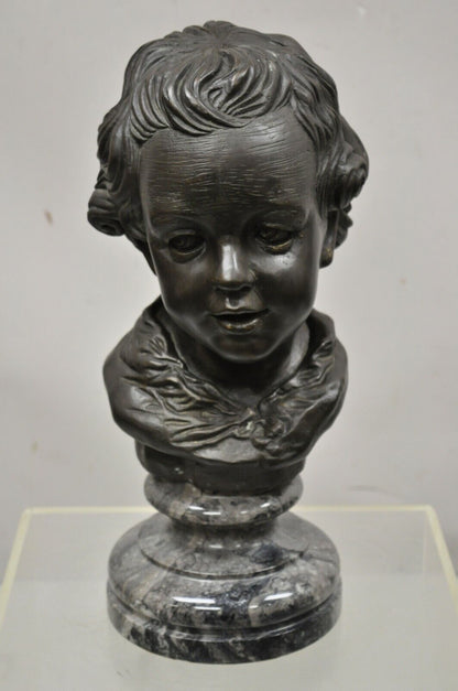 Maitland Smith 19" Bronze Boy Bust Head Victorian Style on Marble Base