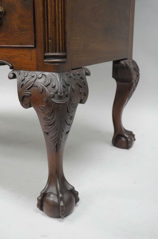 19th C. Crotch Mahogany Chippendale Ball and Claw Highboy Tall Chest of Drawers