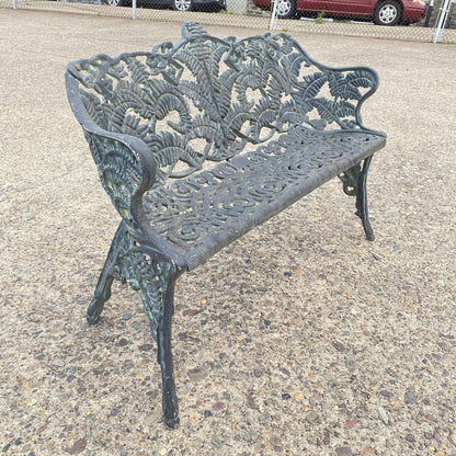 Cast Aluminum Fern and Blackberry Design Style Garden Patio Outdoor Bench