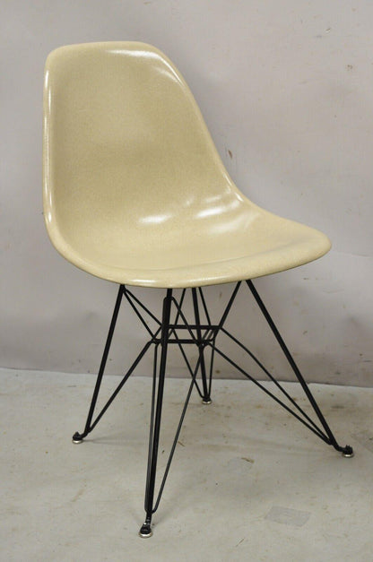 Modernica Case Stand Oatmeal Fiberglass Side Chair with Black Metal Base  - Pair