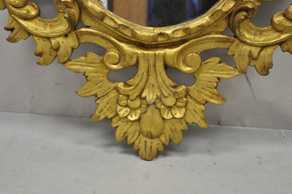 Vintage Italian Carved Wood Gold Gilt French Rococo Style Wall Mirror