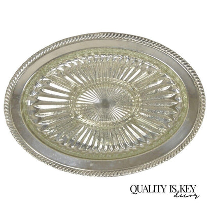 Vintage English Regency Style Silver Plated 12" Oval Serving Dish Platter