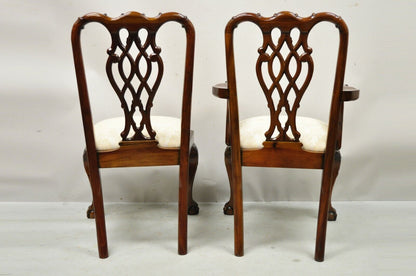 English Chippendale Style Carved Mahogany Ball & Claw Dining Chairs - Set of 8