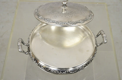 Reed & Barton Victorian Silver Plated Round Lidded Twin Handle Serving Dish