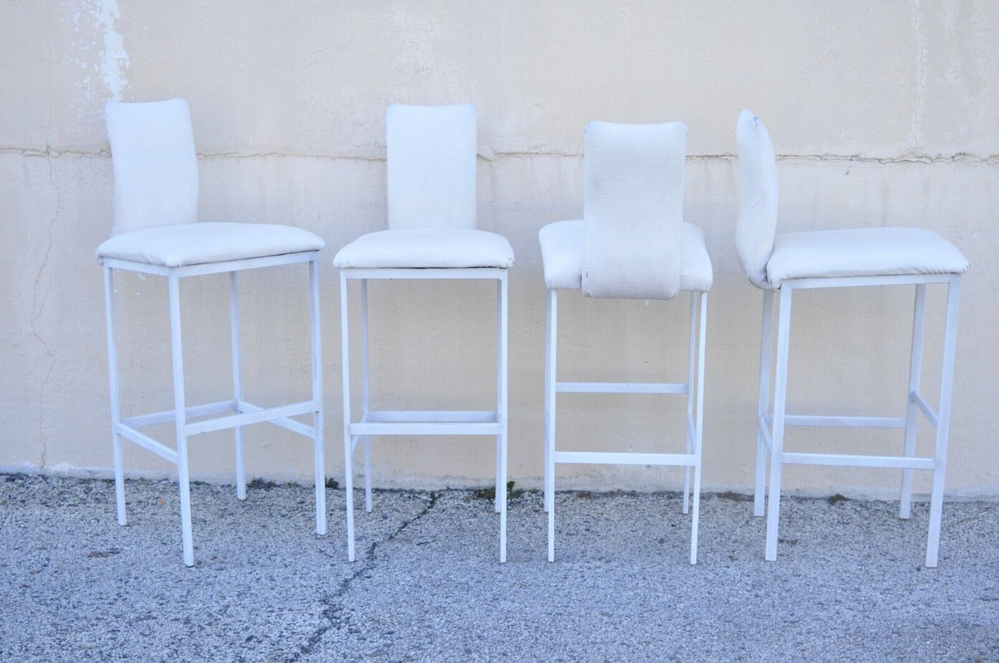 Minson Ent. Contemporary Modern White Metal Sculpted Barstools Chair - Set of 4