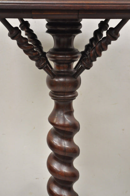 Antique Empire Victorian Walnut Barley Twist Spiral Carved Pedestal Stand