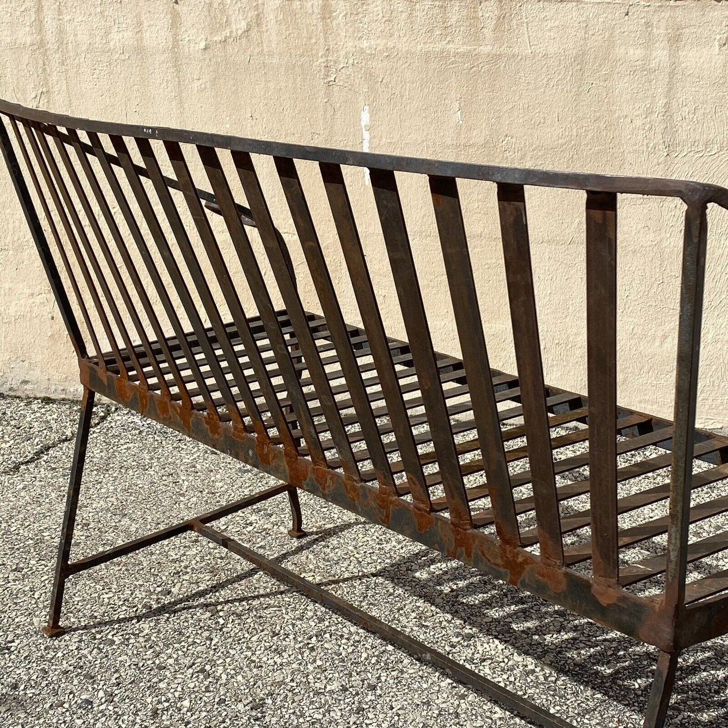 Vintage Hollywood Regency Wrought Iron Scrolling Garden Patio Loveseat Settee