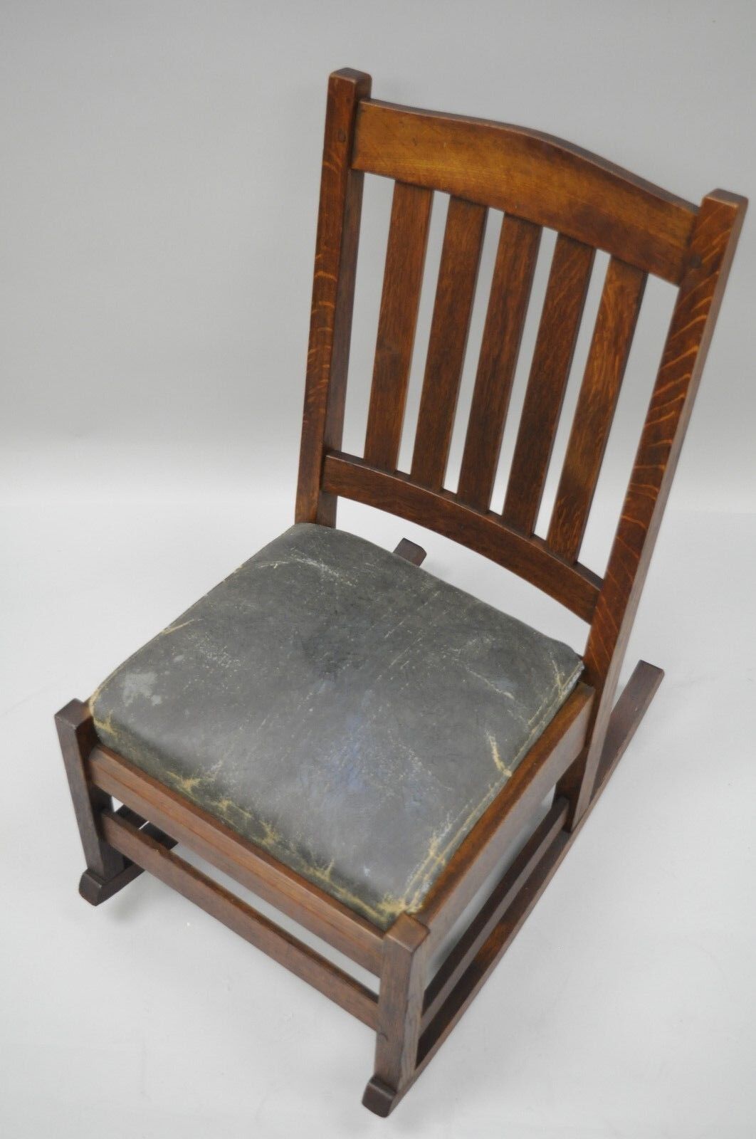 Signed L.&J.G. Stickley Mission Oak Youth Nursing Rocking Chair Rocker Slat Back