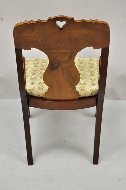 Antique American Empire Victorian Crotch Mahogany Carved Accent Side Chair